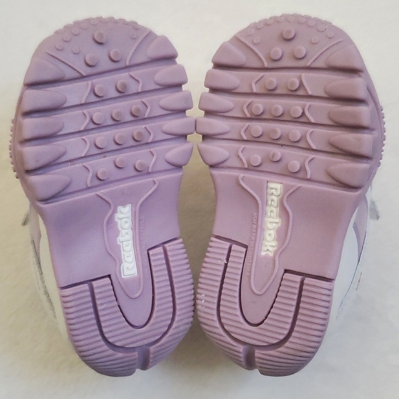 Reebok Classic White & Lavender Baby Girl Size 2 Leather Upper Shoes Sneakers - Picture 11 of 11
